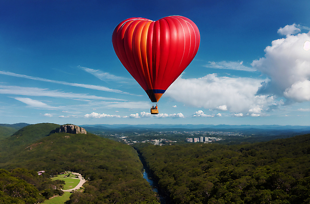 JPG 주간 편집이미지 자연 하늘 산 풍경 사람없음 야외 열기구 하트 비행 디지털합성 풍선 편집소스 편집실사 AI포토 AI콘텐츠 자연요소 모양 항공교통 CG 생태계 파일형식