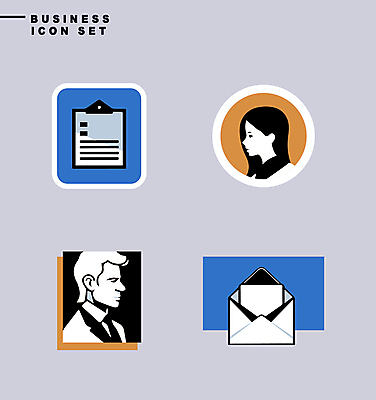 아이콘 디자인 여자 남자 비즈니스 편지봉투 상반신 성인 두명 파란색 세트 노란색 라벨 사각형 비즈니스맨 비즈니스우먼 원형 이메일 문서 심플 서류판 성인만 미니멀 2D아이콘 AI파일 도형 컬러 봉투 프레임 사람 사무용품 직장인 편지 파일형식 벡터