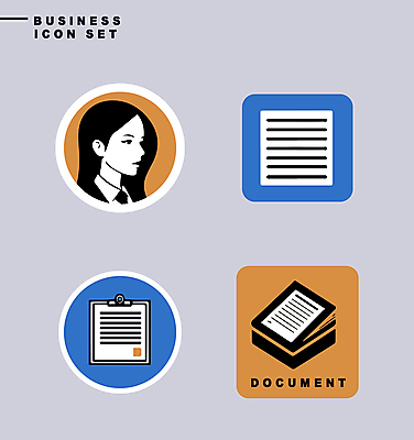 아이콘 디자인 여자 비즈니스 한명 상반신 성인 파란색 세트 노란색 라벨 사각형 비즈니스우먼 원형 문서 심플 서류판 성인여자한명만 미니멀 2D아이콘 AI파일 도형 1 컬러 프레임 사람 사무용품 직장인 여자한명만 성인여자만 파일형식 벡터