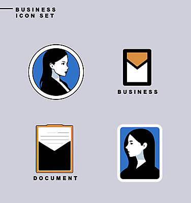아이콘 디자인 여자 비즈니스 무표정 상반신 성인 두명 파란색 세트 노란색 라벨 사각형 비즈니스우먼 원형 문서 심플 성인여자만 미니멀 2D아이콘 AI파일 도형 감정 컬러 프레임 표정 사람 직장인 여자만 성인만 파일형식 벡터