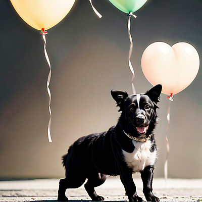 JPG 편집이미지 한마리 반려견 사람없음 장식 개 강아지 디지털합성 하트풍선 보더콜리 편집소스 편집실사 AI포토 AI콘텐츠 1 포유류 반려동물 하트 CG 풍선 콜리 파일형식