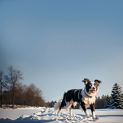 JPG 나무 편집이미지 한마리 반려견 사람없음 야외 달리기 설원 개 강아지 디지털합성 보더콜리 편집소스 편집실사 AI포토 AI콘텐츠 식물 1 포유류 모션 눈_날씨 반려동물 CG 콜리 파일형식