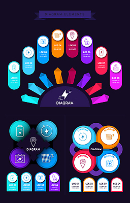 화살표 일러스트 비즈니스 사람없음 컬러풀 원형 전기에너지 건전지 반도체 단계 타원형 순서 국내일러스트 AI파일 도형 컬러 에너지 파일형식 벡터