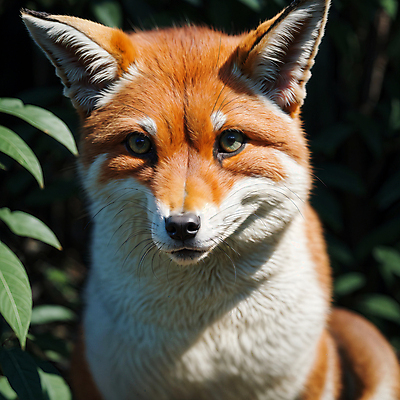 JPG 동물 편집이미지 한마리 잎 근접촬영 사람없음 디지털합성 여우 편집소스 붉은여우 편집실사 AI컴퓨터그래픽 AI콘텐츠 식물 1 뷰포인트 포유류 CG 파일형식