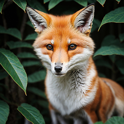 JPG 동물 편집이미지 한마리 잎 사람없음 디지털합성 여우 편집소스 붉은여우 편집실사 AI컴퓨터그래픽 AI콘텐츠 식물 1 포유류 CG 파일형식