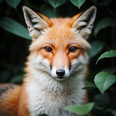 JPG 동물 편집이미지 한마리 잎 사람없음 디지털합성 여우 편집소스 붉은여우 편집실사 AI컴퓨터그래픽 AI콘텐츠 식물 1 포유류 CG 파일형식