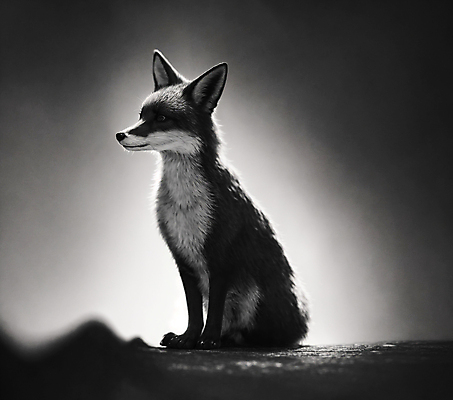 JPG 동물 편집이미지 한마리 흑백 앉기 사람없음 디지털합성 여우 편집소스 붉은여우 편집실사 AI컴퓨터그래픽 AI콘텐츠 1 포유류 모션 촬영기법 CG 파일형식