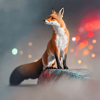 JPG 동물 편집이미지 한마리 사람없음 빛 바위 디지털합성 보케 여우 편집소스 붉은여우 편집실사 AI컴퓨터그래픽 AI콘텐츠 1 포유류 돌_바위 CG 파일형식