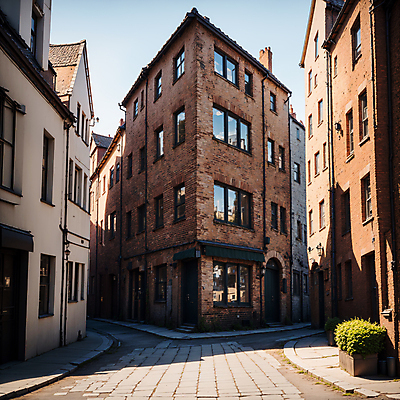 JPG 주간 편집이미지 북유럽 풍경 사람없음 야외 건물 도시풍경 도시 골목길 디지털합성 스칸디나비아 편집소스 편집실사 AI포토 AI콘텐츠 자연요소 건축물 유럽 길 CG 파일형식