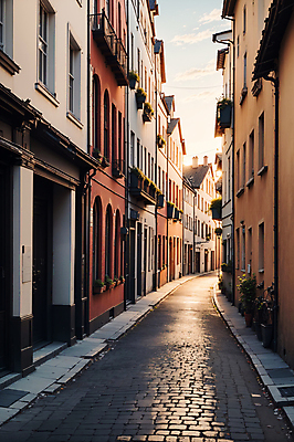 JPG 주간 편집이미지 북유럽 풍경 사람없음 야외 건물 빛 도시풍경 도시 골목길 디지털합성 스칸디나비아 편집소스 편집실사 AI포토 AI콘텐츠 자연요소 건축물 유럽 길 CG 파일형식