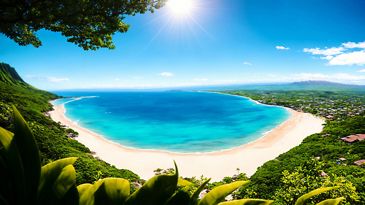 JPG 주간 구름 편집이미지 파도 섬 자연 하늘 풍경 해변 사람없음 햇빛 태양 하와이 편집실사 AI포토 AI콘텐츠 자연요소 바다 미국 CG 생태계 파일형식