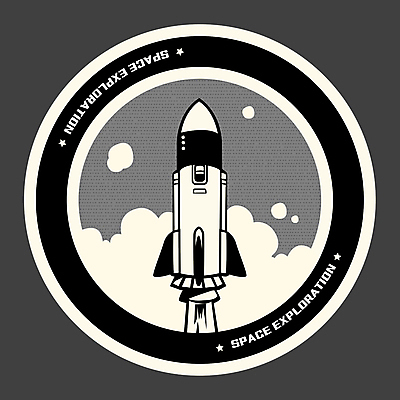 일러스트 사람없음 라벨 검은색 회색 로켓 빈티지 원형 연기 우주선 우주탐험 국내일러스트 AI파일 도형 컬러 컨셉 프레임 우주 파일형식 벡터