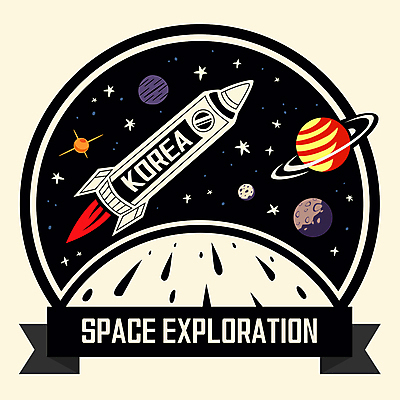 별 리본 일러스트 사람없음 반짝임 라벨 행성 로켓 원형 우주선 복고 우주탐험 국내일러스트 AI파일 자연요소 도형 모션 프레임 우주 파일형식 벡터