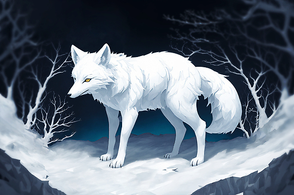 JPG 나무 동물 한마리 겨울 일러스트 사람없음 흰색 숲 남색 여우 북극여우 국내일러스트 AI일러스트 AI콘텐츠 식물 1 계절 컬러 포유류 파일형식