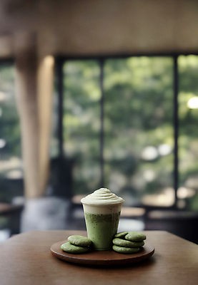 JPG 편집이미지 음료 탁자 실내 사람없음 아웃포커스 쿠키 디지털합성 라떼 말차 편집소스 말차라떼 편집실사 AI포토 AI콘텐츠 커피 가구 디저트 촬영기법 내부 차_음료 CG 파일형식