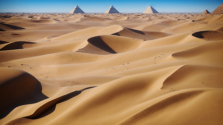 JPG 주간 편집이미지 모래 하늘 풍경 사람없음 야외 사막 모래언덕 디지털합성 피라미드 편집소스 편집실사 AI포토 AI콘텐츠 자연요소 건축물 언덕 CG 랜드마크 파일형식