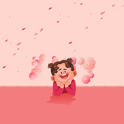 여자 꽃잎 꽃 딸 어린이 엎드리기 분홍색 한명 미소 웃음 소녀 상반신 턱괴기 꽃받침 소녀한명만 모션그래픽 MP4 MOV 식물 1 컬러 가족 모션 표정 사람 손짓 동영상 여자한명만 소녀만 파일형식