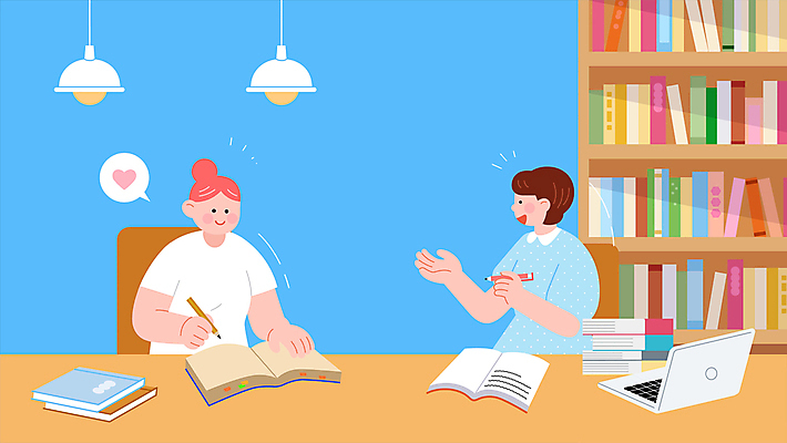 여자 말풍선 조명 책장 대화 들기 상반신 성인 두명 책 노트북 학습 스터디 독서 연필 모임 도서관 프로젝트 성인여자만 모션그래픽 MP4 MOV 교육 가구 모션 학용품 말하기 사람 전자제품 필기구 동영상 여자만 성인만 파일형식