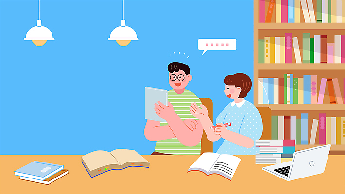 여자 남자 말풍선 조명 책장 대화 들기 상반신 성인 두명 책 노트북 학습 스터디 태블릿 독서 팔짱 모임 도서관 프로젝트 성인만 모션그래픽 MP4 MOV 교육 가구 모션 말하기 사람 전자제품 스마트기기 동영상 파일형식