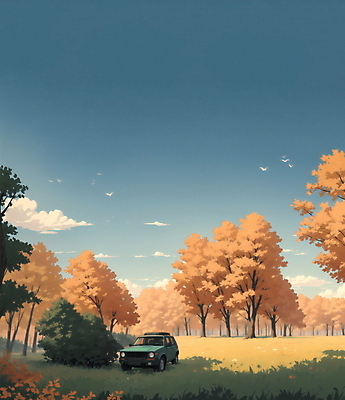 JPG 나무 구름 일러스트 자연 조류 하늘 아웃도어 풍경 초원 사람없음 캠핑 숲 캠핑카 국내일러스트 AI일러스트 AI콘텐츠 자연요소 식물 동물 자동차 레저 생태계 파일형식