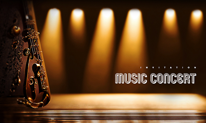 PSD 편집이미지 현악기 조명 사람없음 갈색 콘서트 무대 초대장 음악회 이미지편집 악기 컬러 카드_감사 공연 파일형식