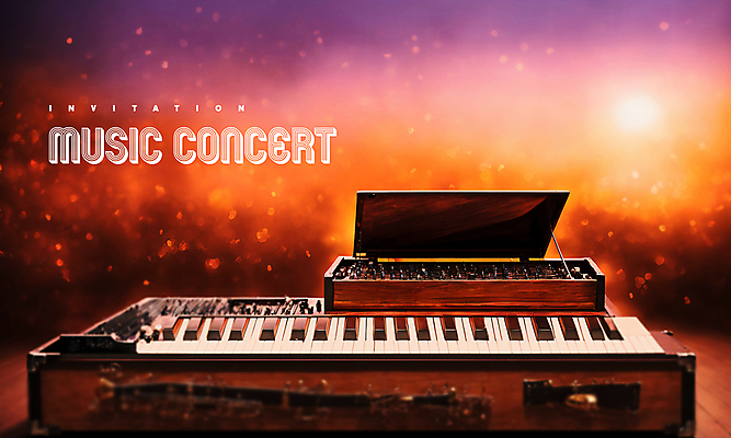 PSD 편집이미지 조명 사람없음 콘서트 무대 피아노 초대장 음악회 연주회 이미지편집 카드_감사 공연 건반악기 파일형식
