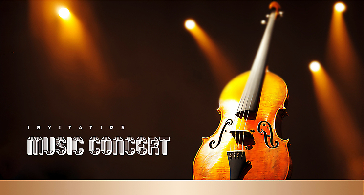 PSD 편집이미지 현악기 조명 사람없음 갈색 콘서트 무대 바이올린 초대장 음악회 이미지편집 악기 컬러 카드_감사 공연 파일형식