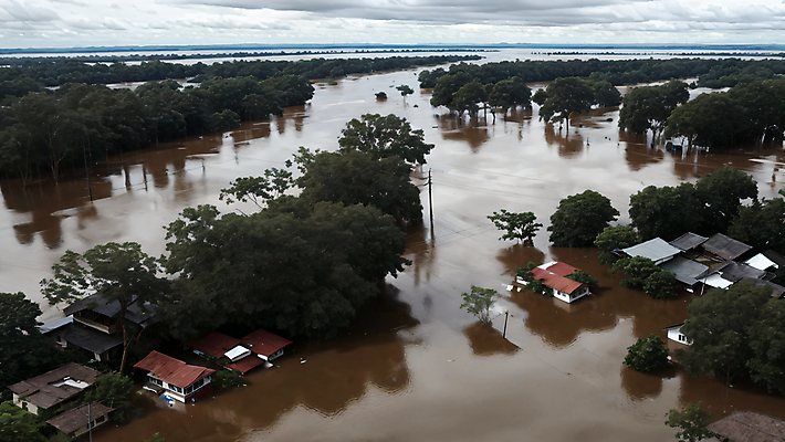 JPG 주간 나무 편집이미지 하늘 주택 풍경 사람없음 야외 마을 홍수 자연재해 디지털합성 기후변화 기후위기 편집실사 AI포토 AI콘텐츠 자연요소 식물 날씨 건물 변화 CG 재해 위기 파일형식