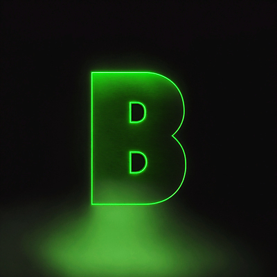 JPG 편집이미지 문자 알파벳 대문자 타이포그라피 사람없음 초록색 B 디지털합성 네온 편집소스 이미지편집 편집실사 AI컴퓨터그래픽 AI콘텐츠 영어 컬러 CG 파일형식