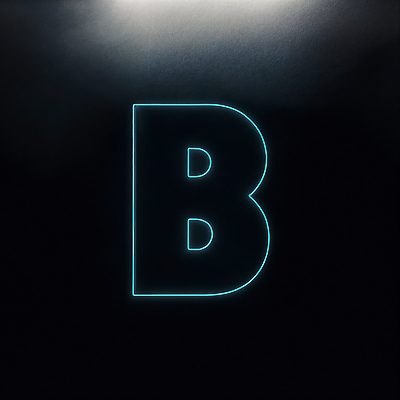 JPG 편집이미지 문자 알파벳 대문자 타이포그라피 사람없음 파란색 검은색 B 디지털합성 네온 편집소스 이미지편집 편집실사 AI컴퓨터그래픽 AI콘텐츠 영어 컬러 CG 파일형식