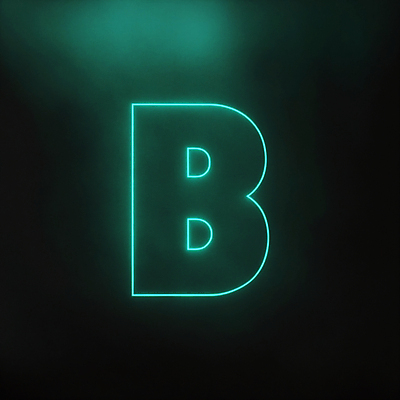 JPG 편집이미지 문자 알파벳 대문자 타이포그라피 사람없음 B 디지털합성 네온 민트색 편집소스 이미지편집 편집실사 AI컴퓨터그래픽 AI콘텐츠 영어 컬러 CG 파일형식