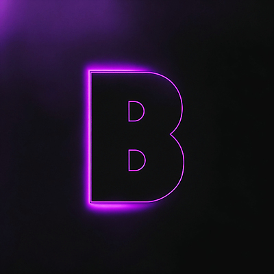 JPG 편집이미지 문자 알파벳 대문자 타이포그라피 사람없음 보라색 검은색 B 디지털합성 네온 편집소스 이미지편집 편집실사 AI컴퓨터그래픽 AI콘텐츠 영어 컬러 CG 파일형식