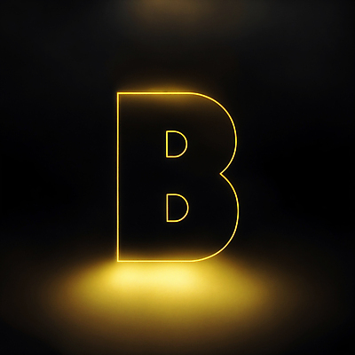 JPG 편집이미지 문자 알파벳 대문자 타이포그라피 사람없음 검은색 금색 B 디지털합성 네온 편집소스 이미지편집 편집실사 AI컴퓨터그래픽 AI콘텐츠 영어 컬러 CG 파일형식