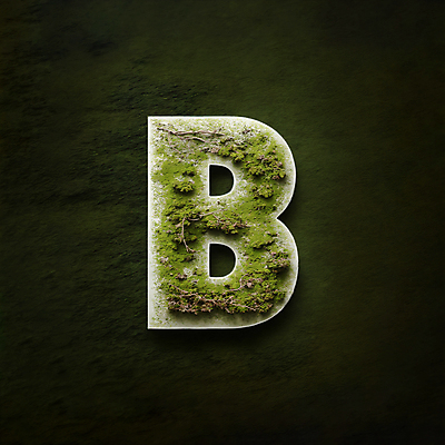 JPG 나무 편집이미지 문자 알파벳 대문자 이끼 타이포그라피 사람없음 초록색 B 디지털합성 편집소스 이미지편집 편집실사 AI컴퓨터그래픽 AI콘텐츠 식물 영어 컬러 CG 파일형식