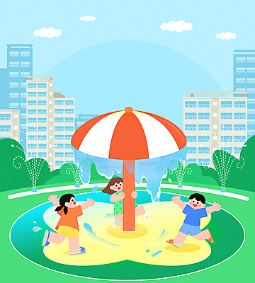 전신 구름 여자 남자 어린이 일러스트 물놀이 아파트 소녀 소년 세명 물 여름 친구 손들기 만세 잡기 더위 놀이기구 놀이터 즐거움 분수대 쏟아짐 아파트단지 어린이만 국내일러스트 AI파일 자연요소 계절 감정 관계 모션 놀이 날씨 주택 사람 파일형식 벡터