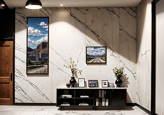 JPG 편집이미지 액자 실내 사람없음 인테리어 꽃병 공간 디지털합성 모던 서랍장 대리석 마블링 편집소스 편집실사 AI포토 AI콘텐츠 디자인 꽃 가구 재료 내부 CG 파일형식