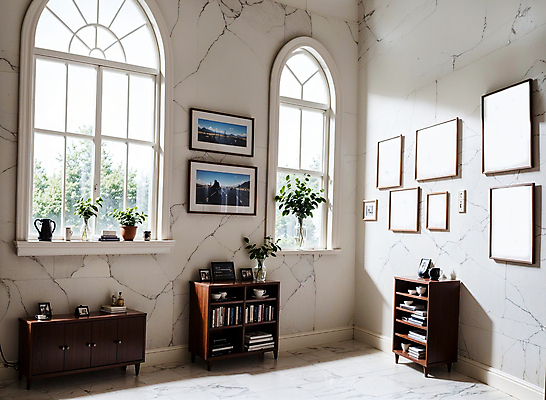 JPG 편집이미지 화분 액자 창문 실내 사람없음 인테리어 공간 디지털합성 모던 서랍장 대리석 마블링 편집소스 편집실사 AI포토 AI콘텐츠 디자인 가구 재료 내부 CG 파일형식