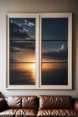 JPG 구름 편집이미지 바다 창문 자연 하늘 실내 풍경 사람없음 태양 일몰 디지털합성 편집소스 편집실사 AI포토 AI콘텐츠 자연요소 내부 노을 CG 생태계 파일형식