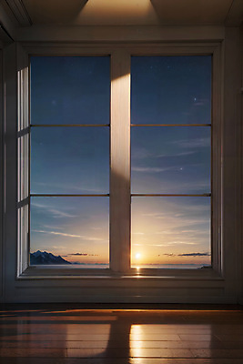 JPG 편집이미지 창문 자연 밤하늘 하늘 실내 풍경 사람없음 햇빛 일몰 디지털합성 편집소스 편집실사 AI포토 AI콘텐츠 내부 태양 노을 야간 CG 생태계 파일형식