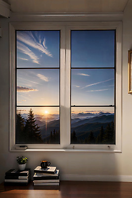 JPG 편집이미지 화분 창문 자연 하늘 산 실내 풍경 사람없음 책 컵 햇빛 디지털합성 편집소스 편집실사 AI포토 AI콘텐츠 식기 내부 태양 CG 생태계 파일형식