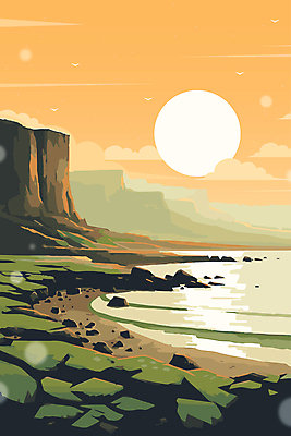 구름 바다 일러스트 자연 하늘 산 풍경 해변 사람없음 태양 제주도 일몰 국내일러스트 AI파일 자연요소 한국 노을 생태계 파일형식 벡터