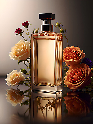 JPG 편집이미지 꽃 유리병 사람없음 뷰티 고급 향수 오브젝트 향수병 편집실사 AI포토 AI콘텐츠 식물 컨셉 병_용기 화장품 CG 병_담는 파일형식