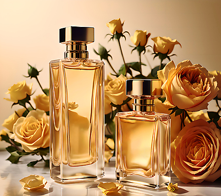 JPG 편집이미지 꽃 유리병 사람없음 뷰티 노란색 고급 향수 오브젝트 향수병 편집실사 AI포토 AI콘텐츠 식물 컬러 컨셉 병_용기 화장품 CG 병_담는 파일형식