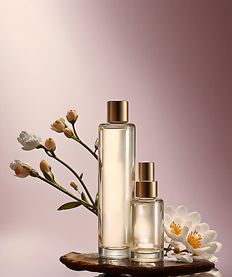 JPG 편집이미지 꽃 유리병 사람없음 뷰티 고급 향수 오브젝트 꽃봉오리 향수병 편집실사 AI포토 AI콘텐츠 식물 컨셉 병_용기 화장품 CG 병_담는 파일형식