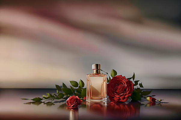 JPG 편집이미지 꽃 유리병 사람없음 뷰티 장미 고급 향수 오브젝트 향수병 편집실사 AI포토 AI콘텐츠 식물 컨셉 병_용기 화장품 CG 병_담는 파일형식