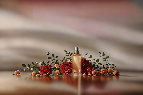 JPG 편집이미지 꽃 유리병 사람없음 뷰티 장미 고급 향수 오브젝트 향수병 편집실사 AI포토 AI콘텐츠 식물 컨셉 병_용기 화장품 CG 병_담는 파일형식
