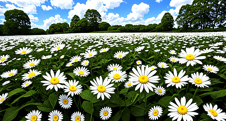 JPG 나무 구름 편집이미지 꽃 꽃밭 자연 하늘 풍경 초원 사람없음 야외 데이지 편집실사 AI포토 AI콘텐츠 자연요소 식물 CG 생태계 파일형식