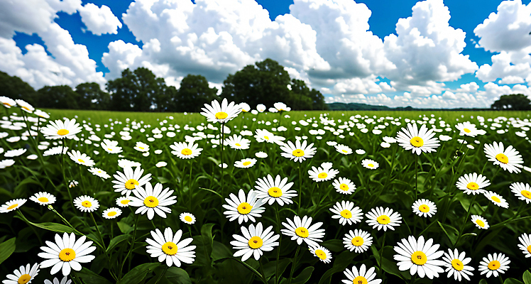 JPG 구름 편집이미지 꽃 꽃밭 자연 하늘 풍경 초원 사람없음 야외 데이지 편집실사 AI포토 AI콘텐츠 자연요소 식물 CG 생태계 파일형식