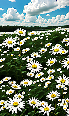 JPG 구름 편집이미지 꽃 꽃밭 자연 하늘 풍경 초원 사람없음 야외 데이지 편집실사 AI포토 AI콘텐츠 자연요소 식물 CG 생태계 파일형식