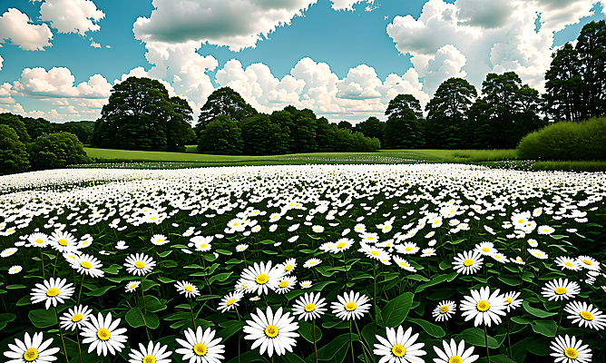 JPG 구름 편집이미지 꽃 꽃밭 자연 하늘 풍경 초원 사람없음 야외 데이지 편집실사 AI포토 AI콘텐츠 자연요소 식물 CG 생태계 파일형식
